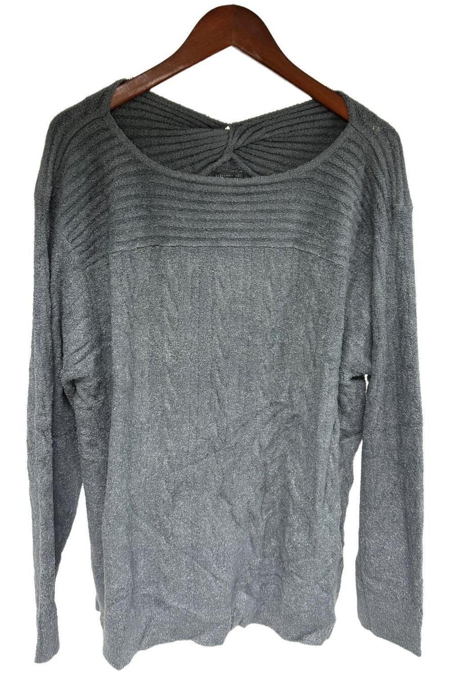 Barefoot Dreams Women's CozyChic Lite Knot Rib Pullover Smky Blue - Regular